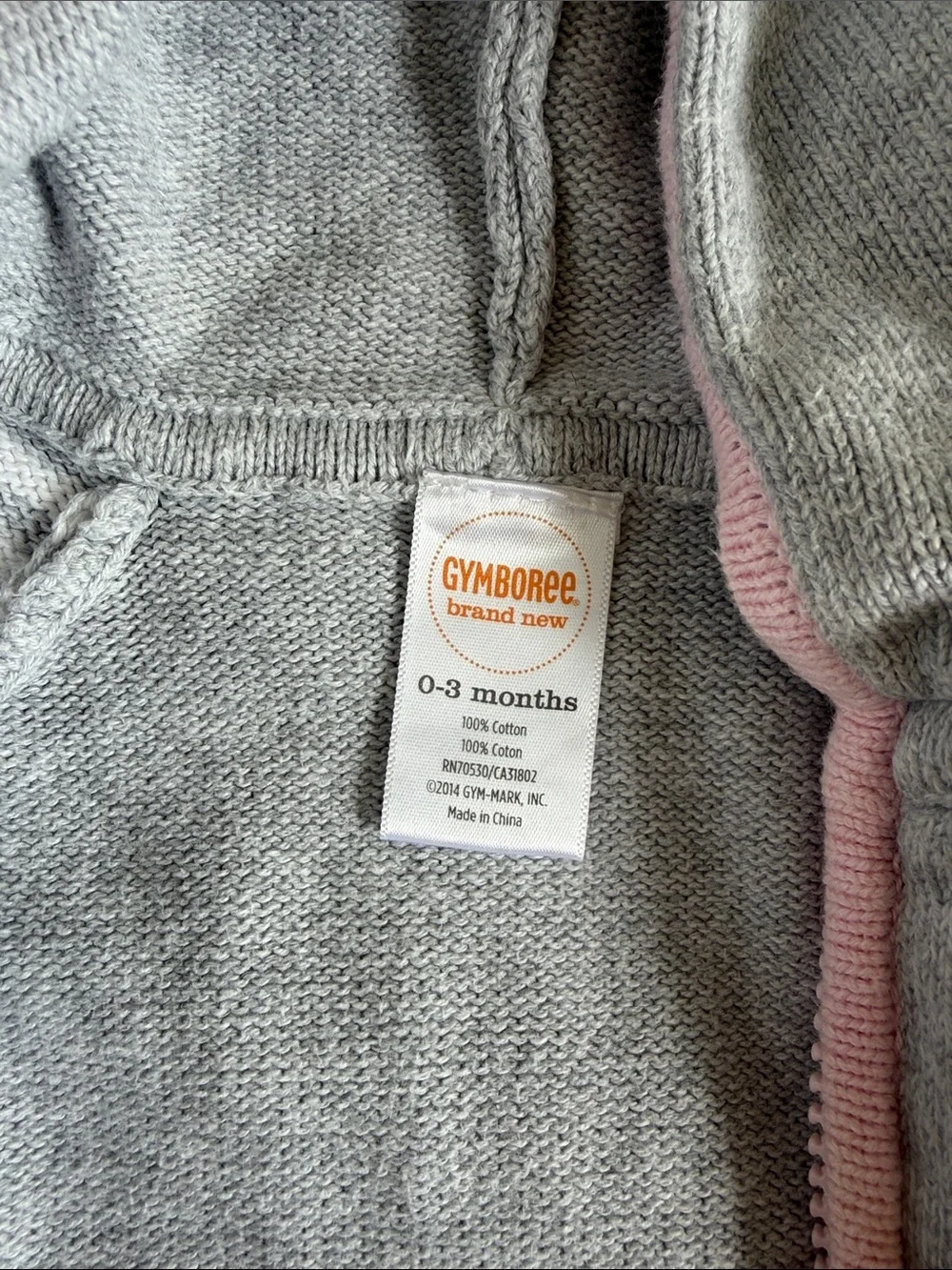 Gymboree Gray and Pink Hooded Knit Zip